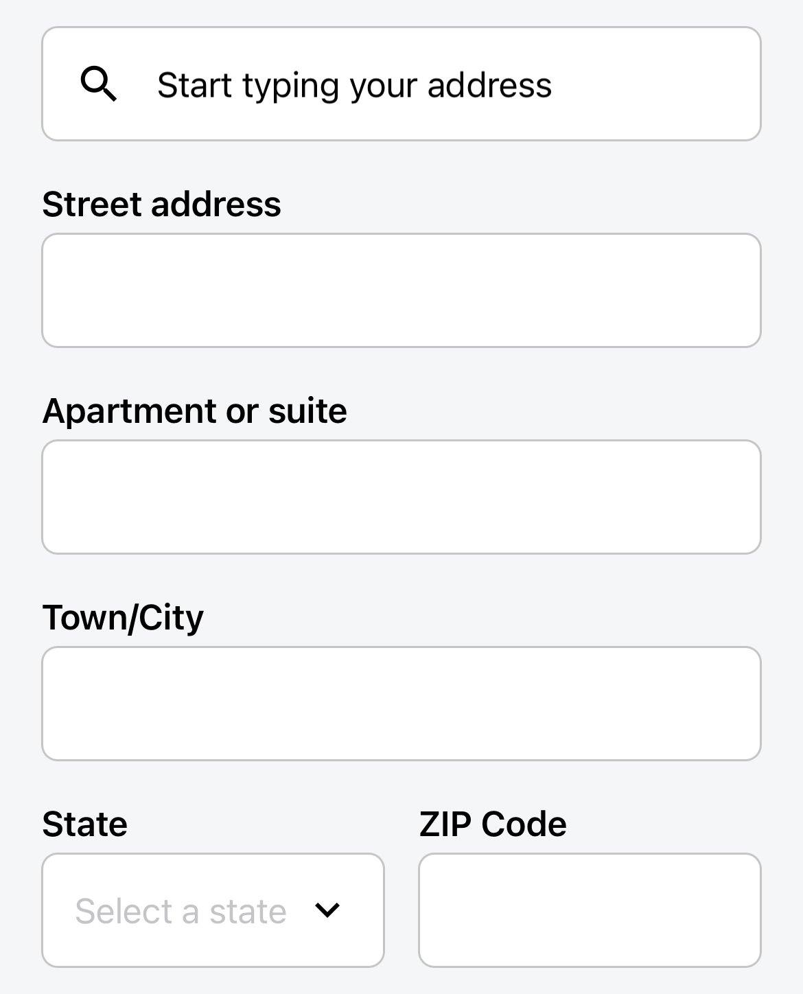 Address form with autocomplete component